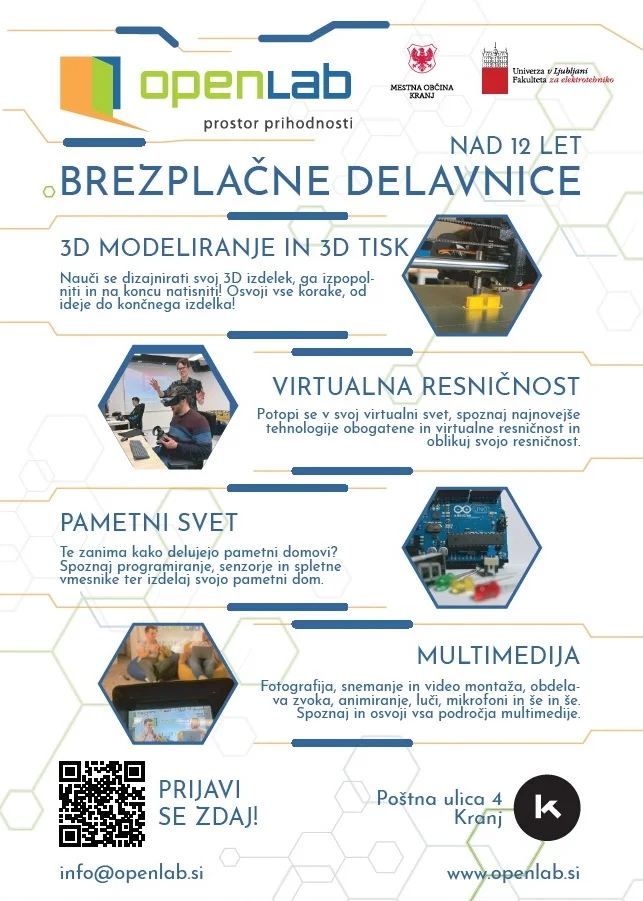 Brezplačne delavnice OpenLab za najstnike Mestna občina Kranj